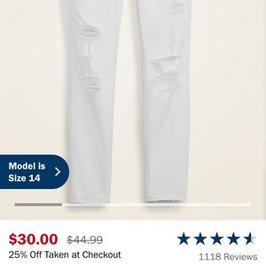 New white distressed super skinny jeans